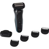 Procter & Gamble Series 5 51-M4500cs Máquina de afeitar de láminas Negro, Azul negro/Azul, Máquina de afeitar de láminas, Negro, Azul, Botones, LED, Carga, Poder, AC/Batería