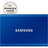 SAMSUNG Portable SSD T7 1 TB USB Tipo C 3.2 Gen 2 (3.1 Gen 2) Azul, Unidad de estado sólido azul, 1 TB, USB Tipo C, 3.2 Gen 2 (3.1 Gen 2), 1050 MB/s, Protección mediante contraseña, Azul