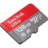 SanDisk Ultra microSD 128 GB MicroSDXC UHS-I Clase 10, Tarjeta de memoria 128 GB, MicroSDXC, Clase 10, UHS-I, 120 MB/s, Gris, Rojo