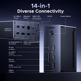 UGREEN CM843 14-en-1 Estación de acoplamiento USB-C plateado