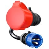 go-e Adaptador para Gemini flex 22 kW, CEE rojo trifásico 32A > CEE azul 16A negro