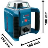 Bosch GRL 400 H Professional Nivel giratorio 400 m 635 nm (< 1 mW), Láser rotativo azul/Negro, 400 m, 0,08 mm/m, 5°, 600 RPM, Rojo, 635 nm (< 1 mW)