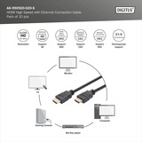 Digitus Cable HDMI de alta velocidad con Ethernet, paquete de 10 negro