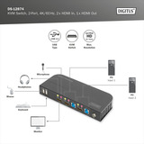 Digitus Conmutador KVM HDMI 2x1, Switch KVM negro