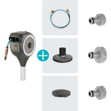 GARDENA Caja enrolladora para terraza RollUp S, 15 metros, Soporte para manguera gris/blanco