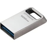 Kingston DataTraveler Micro unidad flash USB 128 GB USB tipo A 3.2 Gen 1 (3.1 Gen 1) Plata, Lápiz USB plateado, 128 GB, USB tipo A, 3.2 Gen 1 (3.1 Gen 1), 200 MB/s, Sin tapa, Plata