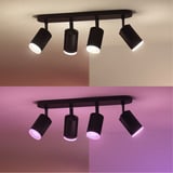 Philips Hue White & Color Ambiance Fugato foco 4 piezas, Luz de LED negro