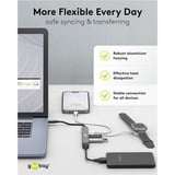 goobay Concentrador USB delgado de 5 puertos USB-C™ a USB-C/USB-A USB 3.2 Gen1, Hub USB gris