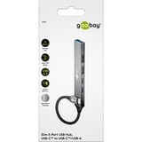 goobay Concentrador USB delgado de 5 puertos USB-C™ a USB-C/USB-A USB 3.2 Gen1, Hub USB gris