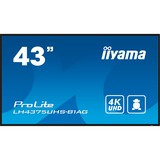 iiyama PROLITE LE4341S-B2 Pantalla plana para señalización digital 108 cm (42.5") LCD 350 cd / m² Full HD Negro 18/7, Pantalla de gran formato negro brillante, Pantalla plana para señalización digital, 108 cm (42.5"), LCD, 1920 x 1080 Pixeles, 18/7