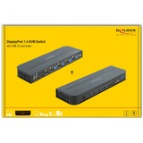 DeLOCK 11484 interruptor KVM Negro, Switch KVM negro, 7680 x 4320 Pixeles, 8K Ultra HD, Negro