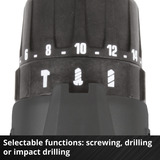 EINHELL Taladro atornillador de impacto Power X-Change TE-CD 18/2 Li-i +64, 18 Voltios, Martillo atornillador rojo/Negro