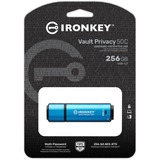 Kingston IronKey Vault Privacy 50 256 GB, Lápiz USB celeste/Negro