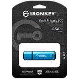 Kingston IronKey Vault Privacy 50 256 GB, Lápiz USB celeste/Negro