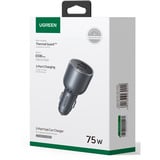 UGREEN 75W 3-Port Fast Car Charg gray Ordenador portátil, Teléfono móvil, Reloj inteligente, Tableta, Teléfono Gris Encendedor de cigarrillos Carga rápida Auto, Cargador gris, Auto, Encendedor de cigarrillos, Gris