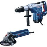 Bosch Set profesional martillo perforador GBH 5-40 DCE + amoladora angular GWS 880, Kit de herramientas azul/Negro