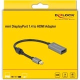 DeLOCK 66570 adaptador de cable de vídeo 0,2 m Mini DisplayPort HDMI tipo A (Estándar) Negro, Gris gris/Negro, 0,2 m, Mini DisplayPort, HDMI tipo A (Estándar), Macho, Hembra, Derecho