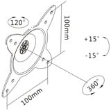 Digitus DA-90350 soporte para TV 68,6 cm (27") Negro, Soporte de pared negro, 68,6 cm (27"), 75 x 75 mm, 100 x 100 mm, 360°, Metal, Negro