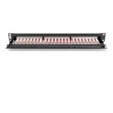 Digitus Panel de conexión CAT 6A, clase EA, apantallado, Patch Panel negro, clase EA, apantallado, RJ-45, Cat6a, Negro, Acero, Montaje en bastidor, 1U