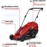 EINHELL Cortacésped a batería GE-CM 36/43 Li M - Solo, 36Volt (2x18V) rojo/Negro