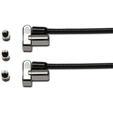 Kensington Candado con cable y llave 3 en 1 universal con dos cabezales, Castillo negro, Kensington, Llave, Acero al carbón, Plata