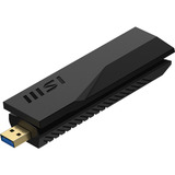 MSI BE6500 WiFi7 USB Stick - Dongle tarjeta y adaptador de interfaz USB 3.2 Gen 1 (3.1 Gen 1), Adaptador Wi-Fi negro, USB tipo A, USB 3.2 Gen 1 (3.1 Gen 1), Masculino, Negro, 111 mm, 33 mm