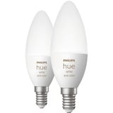 Philips Hue Vela - Bombilla inteligente E14 - (paquete de 2), Lámpara LED Philips Hue White and Color ambiance Vela - Bombilla inteligente E14 - (paquete de 2), Bombilla inteligente, Blanco, Bluetooth/Zigbee, LED integrado, E14, 2000 K