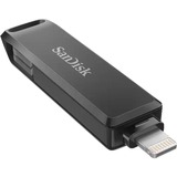 SanDisk iXpand unidad flash USB 64 GB USB Type-C / Lightning 3.2 Gen 1 (3.1 Gen 1) Negro, Lápiz USB negro, 64 GB, USB Type-C / Lightning, 3.2 Gen 1 (3.1 Gen 1), Girar, Protección mediante contraseña, Negro