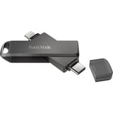 SanDisk iXpand unidad flash USB 64 GB USB Type-C / Lightning 3.2 Gen 1 (3.1 Gen 1) Negro, Lápiz USB negro, 64 GB, USB Type-C / Lightning, 3.2 Gen 1 (3.1 Gen 1), Girar, Protección mediante contraseña, Negro