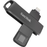 SanDisk iXpand unidad flash USB 64 GB USB Type-C / Lightning 3.2 Gen 1 (3.1 Gen 1) Negro, Lápiz USB negro, 64 GB, USB Type-C / Lightning, 3.2 Gen 1 (3.1 Gen 1), Girar, Protección mediante contraseña, Negro