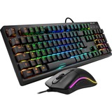 Sharkoon SKILLER SGB30 teclado USB QWERTZ Alemán Negro, Juego de escritorio negro, USB, Interruptor mecánico, QWERTZ, LED RGB, Negro, Ratón incluido