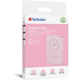 Verbatim Charge 'n' Go Polímero de litio 10000 mAh Cargador inalámbrico Rosa, Banco de potencia rosa, 10000 mAh, Polímero de litio, Quick Charge 3.0, Cargador inalámbrico, Rosa