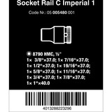 Wera Barra magnética para dados C Imperial 1 Juego de dados para llave de vaso 1/2", en pulgadas, Llave de tubo negro/Verde