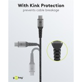 goobay Cargador rápido USB-C Nano, PD, GaN, 65 vatios, cable textil USB-C negro