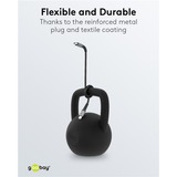 goobay Cargador rápido USB-C Nano, PD, GaN, 65 vatios, cable textil USB-C negro