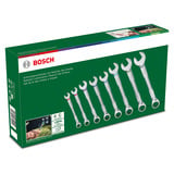 Bosch Juego de llaves de carraca, 8 piezas, Llave de tuercas verde/Negro