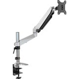 Digitus Soporte para monitor de sobremesa individual con resorte de gas y fijación para escritorio, Soporte de monitor plateado, Abrazadera, 8 kg, 43,2 cm (17"), 68,6 cm (27"), 100 x 100 mm, Negro, Plata