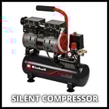 EINHELL TE-AC 6 Silent compresor de aire 550 W 110 l/min Corriente alterna rojo/Negro, 110 l/min, 8 bar, 550 W, 14,7 kg