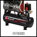 EINHELL TE-AC 6 Silent compresor de aire 550 W 110 l/min Corriente alterna rojo/Negro, 110 l/min, 8 bar, 550 W, 14,7 kg