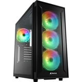 Sharkoon TG6M RGB Torre Negro, Cajas de torre negro, Torre, PC, Negro, ATX, micro ATX, Mini-ITX, Juego, Multi