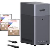 UGREEN Paquete DH2300 con 2x Toshiba N300 4 TB (MN10ADA400ES), NAS negro