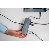 Verbatim CMH-13 USB Tipo C 10000 Mbit/s Plata, Estación de acoplamiento gris, USB Tipo C, 3ˌ5mm, DisplayPort, HDMI, RJ-45, USB 2.0, USB 3.2 Gen 1 (3.1 Gen 1) Type-A, USB 3.2 Gen 2 (3.1..., 10000 Mbit/s, 30 Hz, Plata, Acrilonitrilo butadieno estireno (ABS), Aluminio