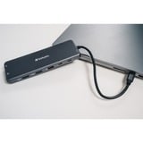 Verbatim CMH-13 USB Tipo C 10000 Mbit/s Plata, Estación de acoplamiento gris, USB Tipo C, 3ˌ5mm, DisplayPort, HDMI, RJ-45, USB 2.0, USB 3.2 Gen 1 (3.1 Gen 1) Type-A, USB 3.2 Gen 2 (3.1..., 10000 Mbit/s, 30 Hz, Plata, Acrilonitrilo butadieno estireno (ABS), Aluminio