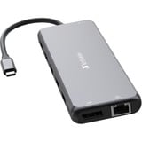 Verbatim CMH-13 USB Tipo C 10000 Mbit/s Plata, Estación de acoplamiento gris, USB Tipo C, 3ˌ5mm, DisplayPort, HDMI, RJ-45, USB 2.0, USB 3.2 Gen 1 (3.1 Gen 1) Type-A, USB 3.2 Gen 2 (3.1..., 10000 Mbit/s, 30 Hz, Plata, Acrilonitrilo butadieno estireno (ABS), Aluminio