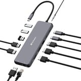 Verbatim CMH-13 USB Tipo C 10000 Mbit/s Plata, Estación de acoplamiento gris, USB Tipo C, 3ˌ5mm, DisplayPort, HDMI, RJ-45, USB 2.0, USB 3.2 Gen 1 (3.1 Gen 1) Type-A, USB 3.2 Gen 2 (3.1..., 10000 Mbit/s, 30 Hz, Plata, Acrilonitrilo butadieno estireno (ABS), Aluminio