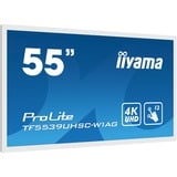 iiyama ProLite TF5539UHSC-W1AG pantalla para PC 139,7 cm (55") 3840 x 2160 Pixeles 4K Ultra HD LED Pantalla táctil Multi-usuario Blanco, Pantalla de gran formato blanco, 139,7 cm (55"), 3840 x 2160 Pixeles, 4K Ultra HD, LED, 8 ms, Blanco