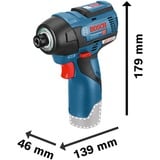 Bosch 0 601 9E0 005 atornilladora de impacto con batería 1/4" 3100 RPM 110 Nm Negro, Azul 12 V, Tornillo de percusión azul/Negro, Llave de impacto, Negro, Azul, 1/4", 3100 RPM, 110 Nm, 1200 RPM