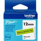 Brother BTAG-G31 cinta para impresora de etiquetas Negro sobre verde, Cinta de escritura Negro sobre verde, Filipinas, 5 año(s), Brother, P-touch PT-N10, PT-N20, PT-N25BT, 1,2 cm