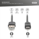Digitus Cable de conexión USB 2.0 USB-A > USB-C negro