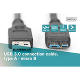 Digitus Cable de conexión USB 3.2 Gen 1 USB-A > Micro USB-B negro